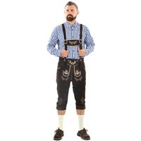 Alessandro Salvarini Trachtenlederhose "ASGustl", Lederhose in Trachtenstil mit Stickerei und Trägern aus Echtleder von Alessandro Salvarini