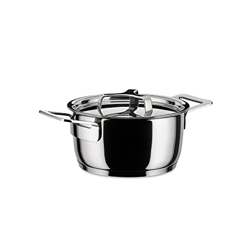 Alessi AJM101/16 POTS & Pans Flache Kasserolle, Edelstahl, Silber, 28 cm von Alessi