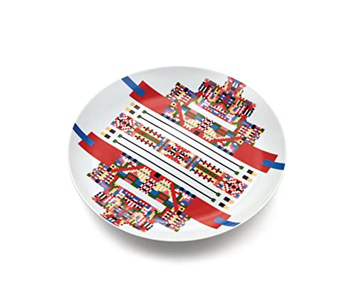 Alessi Holyhedrics ESA10 2 – Dessertteller aus Porzellan, Verziert mit Handaufgebrachtem Aufkleber, Mehrfarbig von Alessi