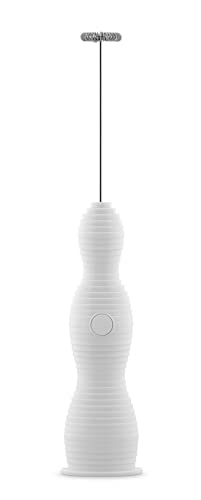 Alessi Pulcina MDL11 W - Rührbesen für Milchaufschäumer Design, aus Thermoplastischem Harz, Schneebesen aus Stahl und Wiederaufladbare Batterie, Weiß von Alessi