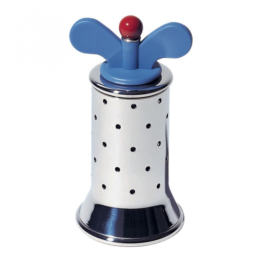 Alessi - 9098 Pfeffermühle - hellblau, edelstahl/glänzend poliert/H 13,2cm / Ø 6,3cm von Alessi