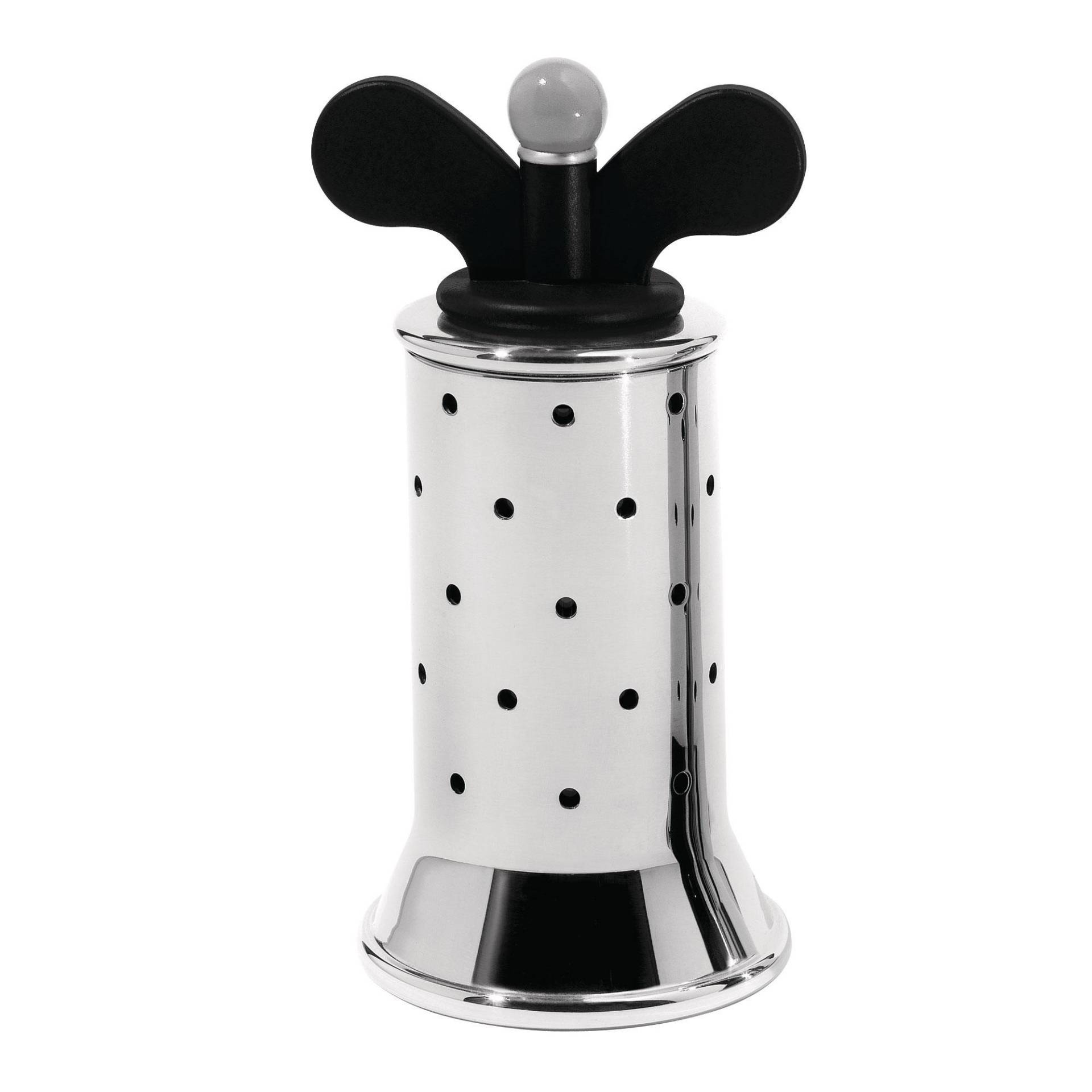 Alessi - 9098 Pfeffermühle - schwarz, edelstahl/glänzend poliert/H 13,2cm / Ø 6,3cm von Alessi