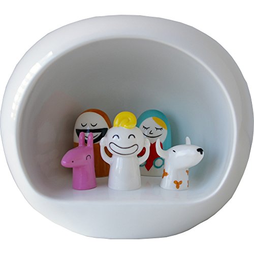 Alessi AMGI10 Design Krippenset mit Nachbildung der Höhle und handdekorierte Porzellanfiguren, Weiß, 5-teilig von Alessi