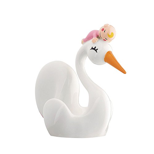 Alessi Bimboniera Babyparty Gastgeschenk Bonbonniere, rosa, Porzellan, weiß, 8.2 x 0.3 x 3.5 cm von Alessi