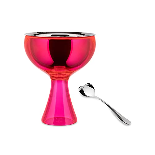 Alessi Big Love AMMI01S F - Set Bestehend aus einem Eisbecher und ein Eislöffel, aus Edelstahl 18/10 und Thermoplastischem Harz glänzend Poliert, Pink von Alessi