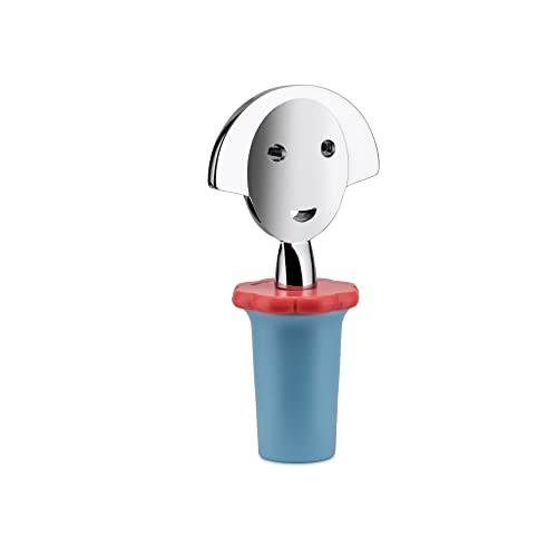 Alessi "ANNA STOP 2" Flaschenverschluß aus EVA, azur und verchromtem Zamak, 4cm, Blau von Alessi