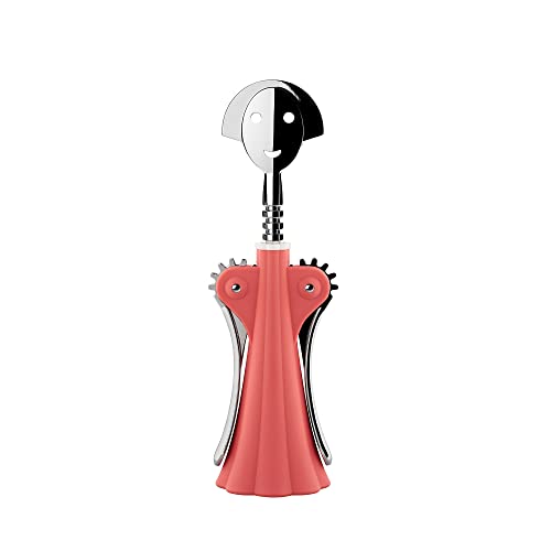 Alessi AM01 P Korkenzieher aus thermoplastischem Harz, rosa und verchromtem Zamak von Alessi