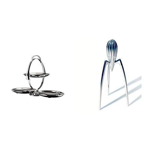 Alessi Anna Gong AM37 Etagere, Edelstahl, 3,2 x 21 x 5,8 cm, Einheiten, 1.0 & PSJS Juicy SALIF Zitronenpresse aus Gußaluminium glänzend von Alessi