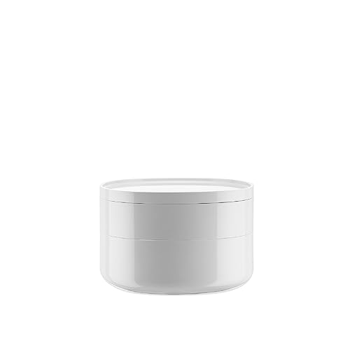 Alessi "Birillo" Behälter fürs Bad aus PMMA mit mehreren Fächern und Deckel, weiß, L 18cm, B 18cm, H 12cm von Alessi