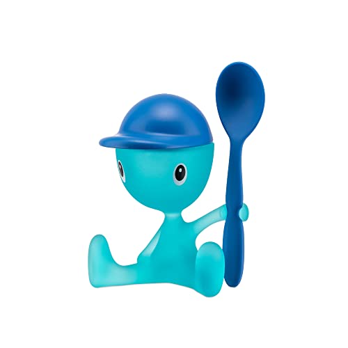 Alessi "CICO" ASG23 GR Eierbecher mit Salzstreuer und Löffel aus thermoplastischem Harz, hellblau, 24.5 x 6 x 23 cm, Blau von Alessi