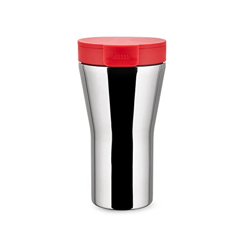 Alessi Caffa GIA24 R - Design Doppelwandige Travel Mug aus Edelstahl 18/10 Glänzend Poliert Und Thermoplastischem Harz, Rot von Alessi