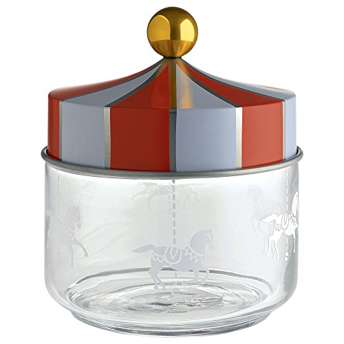 Alessi Circus MW30/50 - Küchengefäß für Design-Lebensmittel, in Screen-bedrucktes Glas mit Deckel in Beilband, 50 cl, Bunt von Alessi