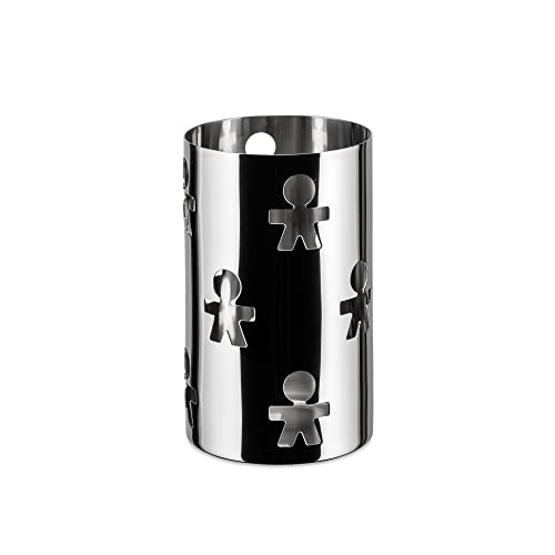 Alessi Girotondo AKK09 - Design Grissinibehalter mit Durchbrochener Dekoration, Edelsthl, Poliert, Silber, 9 x 9 x 15 cm von Alessi