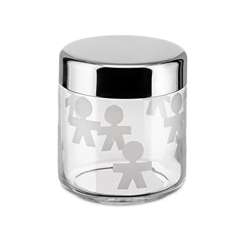 Alessi AKK36 GIROTONDO Küchendose mit Glas aus Aufdruck und abgedichtetem Deckel aus Edelstahl, 12,3cm, Klar von Alessi