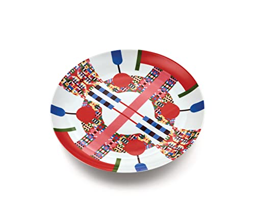 Alessi Holyhedrics ESA10 1 – Dessertteller aus Porzellan, Verziert mit Handaufgebrachtem Aufkleber, Mehrfarbig von Alessi