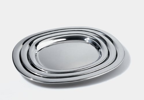 Alessi Servierplatte, Edelstahl, Silber, 10 x 25 x 29.5 cm von Alessi