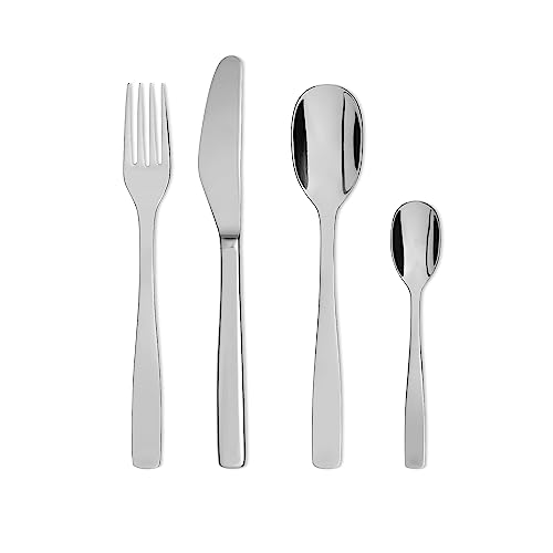 Alessi "KNIFEFORKSPOON" Besteckset 24 teilig, Messer mit Zylinderblock, 9.6 x 36 x 19 cm, Silber von Alessi