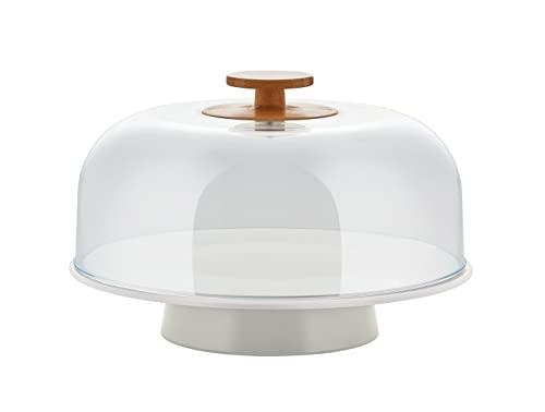 Alessi Mattina BG06 WG – Design-Ständer aus Porzellan mit PMMA-Glocke und Bambusholzknopf, Warm Grey von Alessi