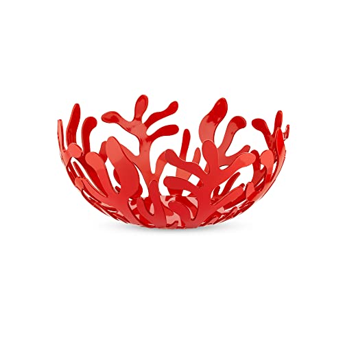 Alessi ESI01/21 Mediterraneo Obsthalter aus Edelstahl, epoxidharzlackiert, rot, Ø 21 cm von Alessi