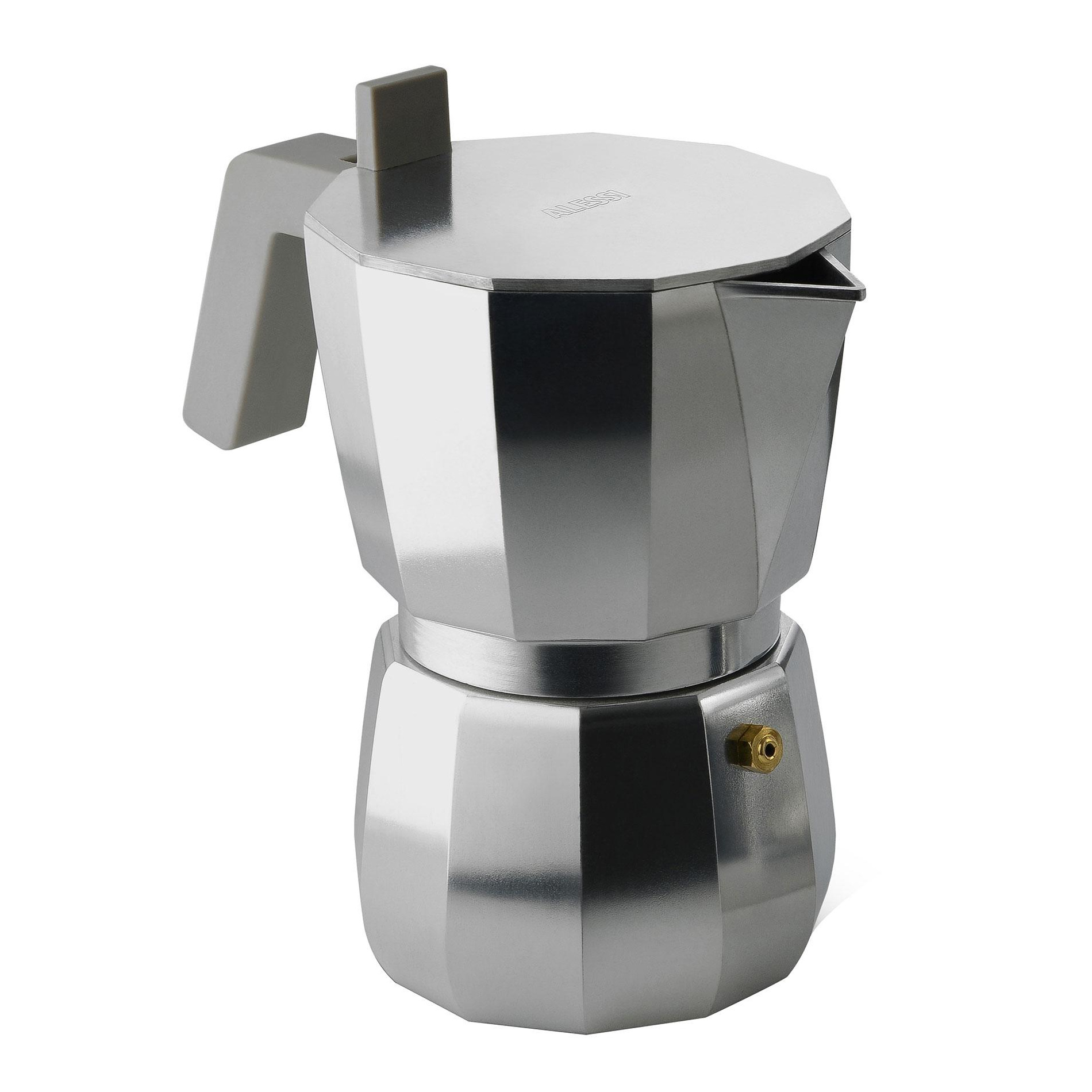 Alessi - Moka Espressokocher 30cl - grau, aluminium/LxBxH 18x10,5x18cm/6 Tassen / 30cl von Alessi