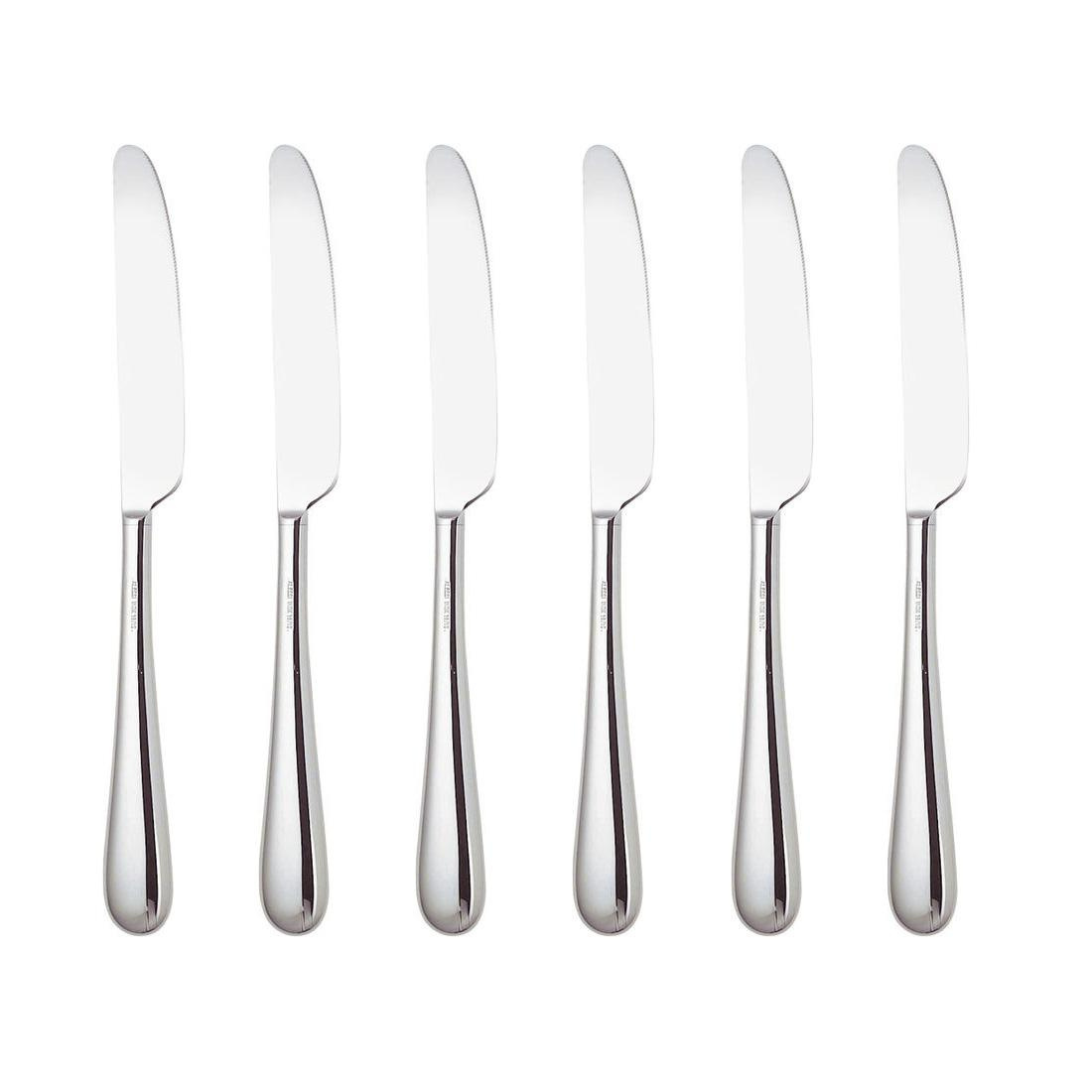 Alessi - Nuovo Milano Tafelmesser 6er Set - edelstahl/glänzend poliert/L 23cm von Alessi