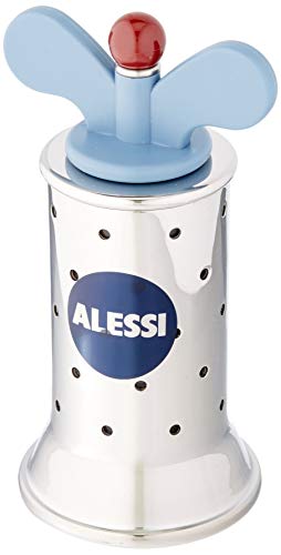 Alessi 9098 - Design Pfeffermühle mit Rippen, Edelstahl und Thermoplastisches Harz, Hellblau,8.7 x 6.5 x 8.7 cm von Alessi
