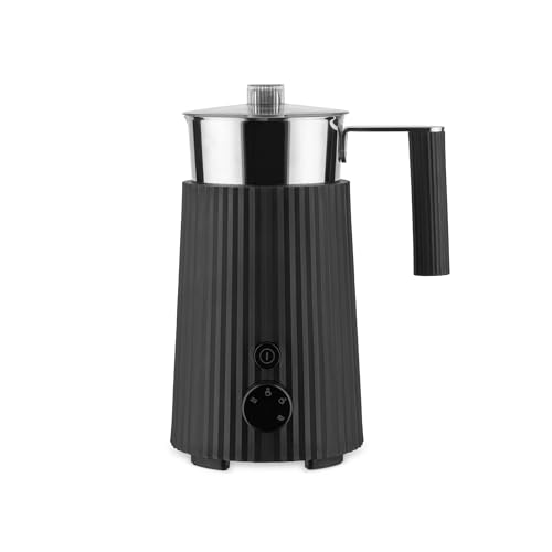 Alessi Plissé MDL13 B - Multifunktions-Induktions-Milchaufschäumer, aus Thermoplastischem Harz, Kanne aus Edelstahl 18/10, Europäischer Stecker 600 W, 35 cl, Schwarz von Alessi