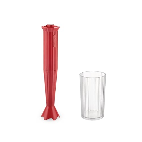 Alessi Plissé MDL10 R - Stabmixer mit Messglas, Thermoplastisches Harz, Europäischer Stecker 500W, Rot von Alessi