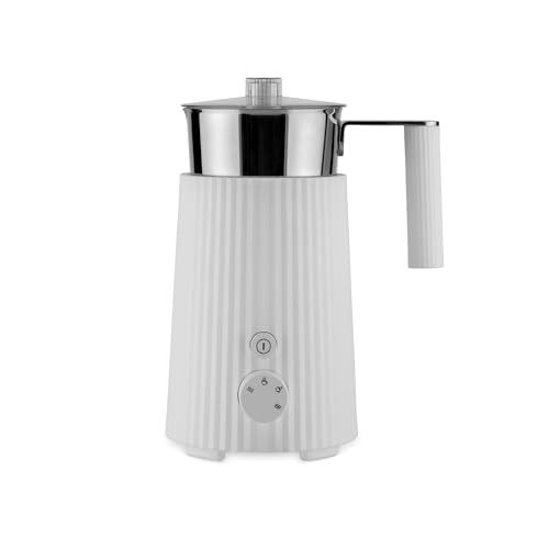 Alessi Plissé MDL13 W - Multifunktions-Induktions-Milchaufschäumer, aus Thermoplastischem Harz, Kanne aus Edelstahl 18/10, Europäischer Stecker 600 W, 35 cl, Weiß von Alessi