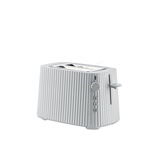 Alessi Plissé MDL08 W - Design Toaster, Sechs Stufen der Vergoldung, aus Thermoplastischem Harz, Europäisch Stecker 850 W, Weiß von Alessi