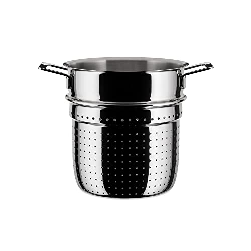 Alessi "Pots&Pans" Durchschlagartiger Einsatz aus Edelstahl, Silber, 19 x 27.5 x 11 cm von Alessi