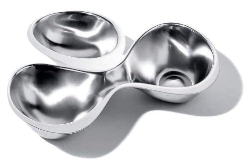 Alessi RA03 Schale mit 3 Sektionen, Edelstahl, Silber, 10.5 x 21.5 x 13.5 cm von Alessi