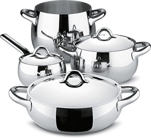 Alessi Mami Set Töpfe, Edelstahl, Silber, 24 cm von Alessi