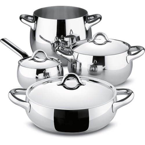 Alessi Mami Set Töpfe, Edelstahl, Silber, 24 cm von Alessi