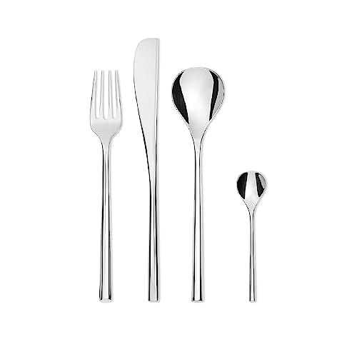 Alessi TI04S24 MU Besteckgarnitur 24 TLG. bestehend aus 6 Tafellöffel-Messer-Gabel und 6 Kaffeelöffel, Edelstahl, Silber, 4.5 x 54.5 x 5.5 cm von Alessi