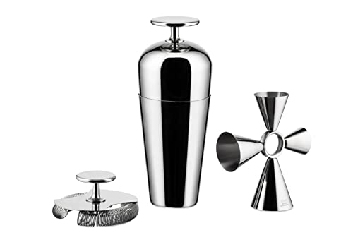 Alessi The Tending Box GIA26SET – Cocktail-Set mit Parisienne Shaker, Double Bar Sieb, Quadri Combo Jigger, aus Edelstahl 18/10 von Alessi