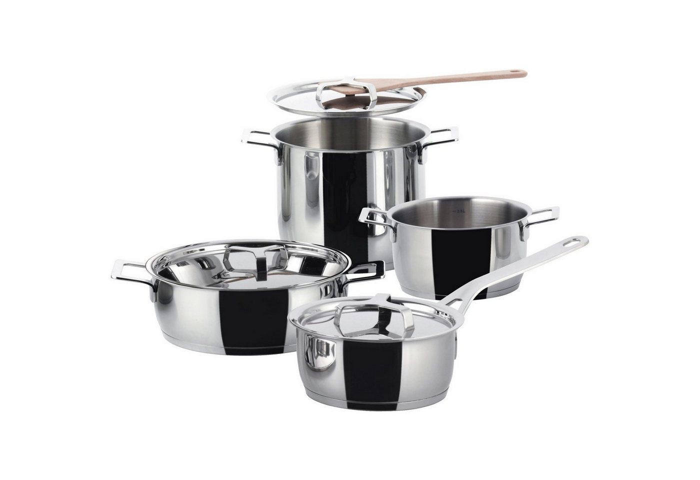 Alessi Topf-Set Pots&Pans, Edelstahl (7-teilig, 7-tlg), induktionsgeeignet von Alessi