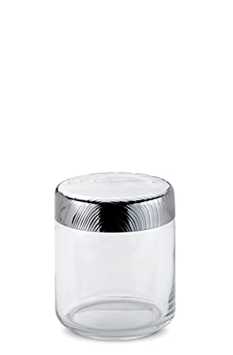 Alessi Veneer PU05/75 - Hermetischer Design-Küchentopf, Glasgefäß mit Deckel aus Edelstahl 18/10 mit geprägtem Dekor von Alessi