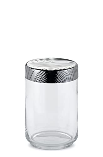 Alessi Veneer PU05/100 - Hermetischer Design-Küchentopf, Glasgefäß mit Deckel aus Edelstahl 18/10 mit geprägtem Dekor Alessi Veneer PU05/100 - Hermetischer Design-Küchentopf, Glasgefäß mit Deckel aus Edelstahl 18/10 mit geprägtem Dekor von Alessi