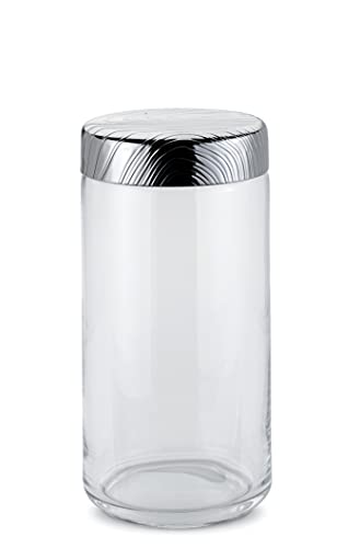 Alessi Veneer PU05/150 - Hermetische Dose aus der Küche von Design, aus Glas mit tragbarem 18/10-Stahldeckel mit geprägtem Dekor von Alessi