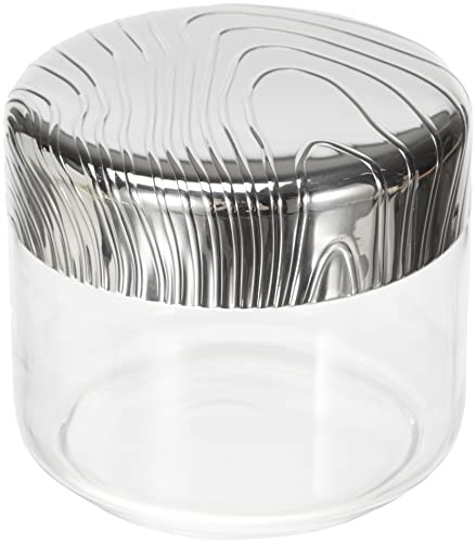 Alessi Veneer PU05/50 - Hermetischer Design-Küchentopf, Glasgefäß mit Deckel aus Edelstahl 18/10 mit geprägtem Dekor von Alessi