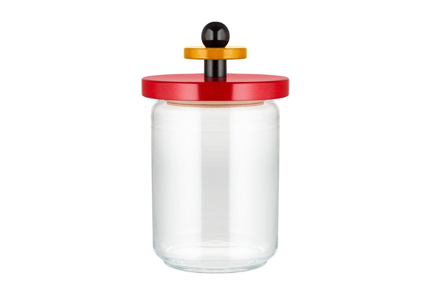 Alessi Vorratsdose Sottsass Collection Twergi Rot 1000 ml, Buchenholz, Glas, (1-tlg) von Alessi
