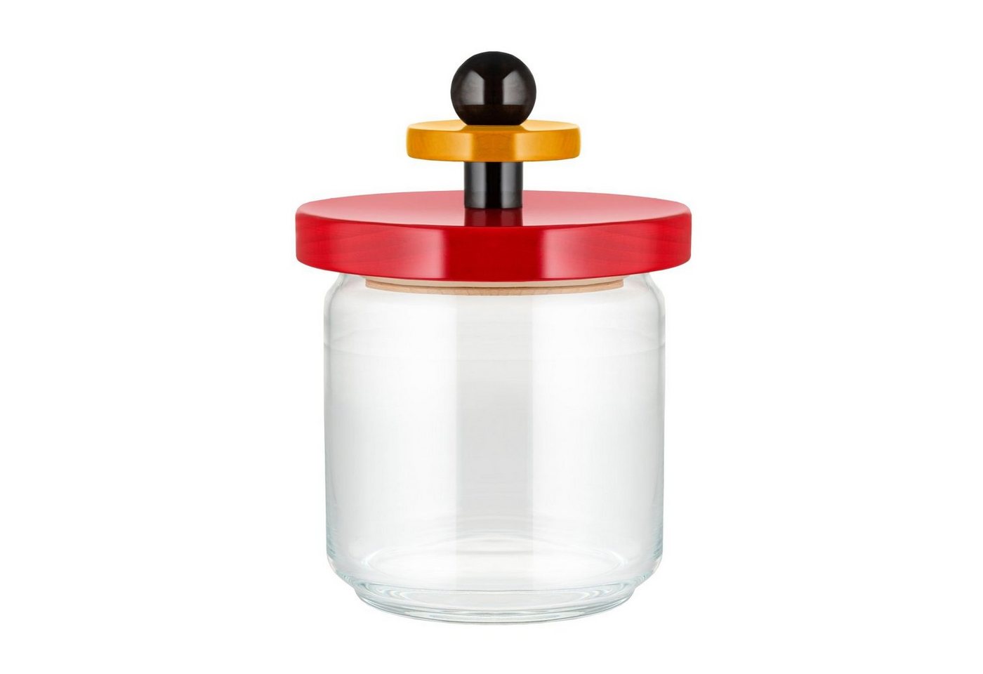Alessi Vorratsdose Sottsass Collection Twergi Rot 75 ml, Buchenholz, Glas, (1-tlg) von Alessi