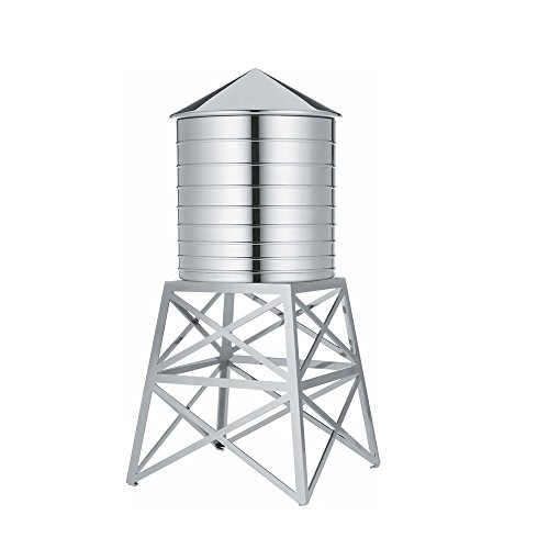 Alessi DL02 Water Tower Behälter - Edelstahl 18/10 glänzend poliert mit Aufsatz., 12,00 x 12,00 x 27,00 cm, Silber von Alessi