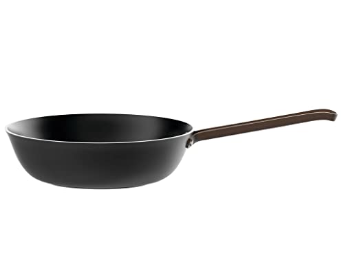 Alessi edo PU114/28 B Bratpfanne mit langem Griff, aus Aluminium mit Antihaftbeschichtung, Griff aus Edelstahl mit PVD-Beschichtung, braun von Alessi