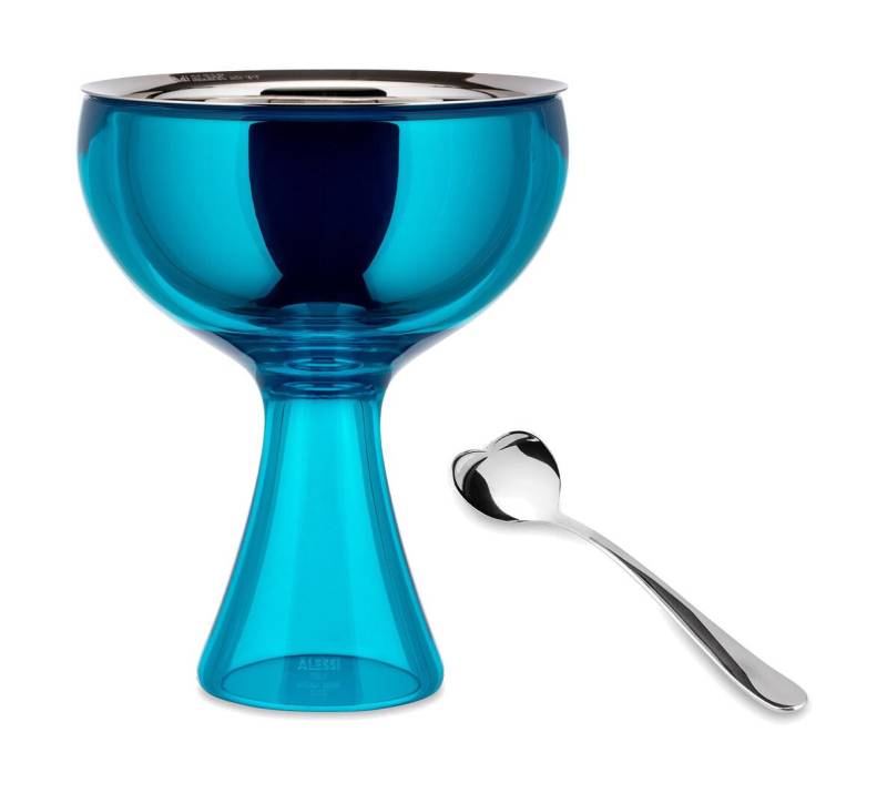 Alessi Eisbecher mit Löffel blau Big Love von Alessi