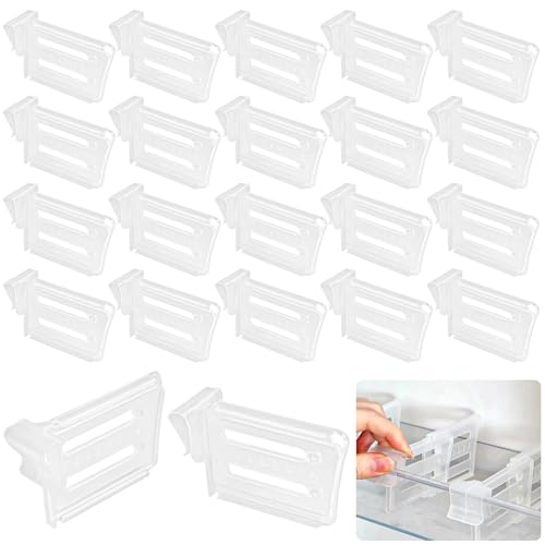 Alethron 20 Stück Kühlschrank Organizer Trennwände Tubenhalter für Kühlschrank Verstellbar Seitentür Aufbewahrungsteiler für Fridge Schubladen Trenner Kühlschrankteiler Teiler Clip für Getränken Eier von Alethron