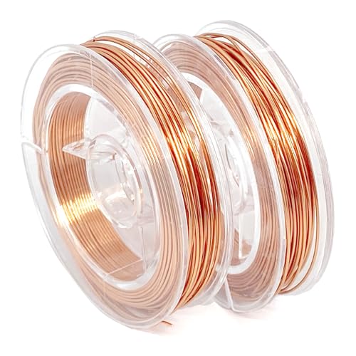 Alethron Kupferdraht, 0.5mm x 10m Kupferlackdraht, 2 Rollen Kupferdraht Isoliert Lackdraht für Schmuck DIY Schweißen Elektromotor Experiment von Alethron
