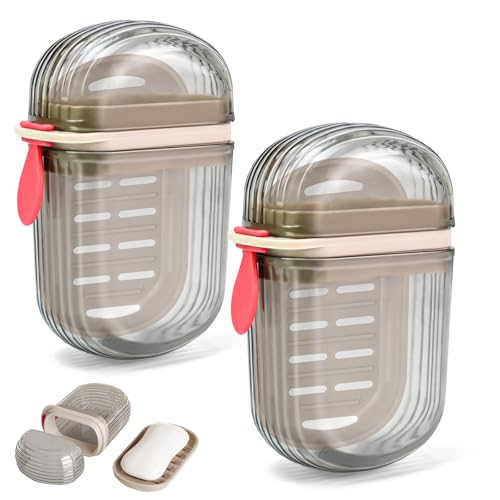 Alethron Seifendose, 2 Stück Seifendose Reise Klein Seifenbox Wasserdicht Festes Shampoo Aufbewahrung Seifenschale mit Deckel Dusche Seifendose mit Abtropfgitter Seifenbehälter Soap Box Sponge Holder von Alethron
