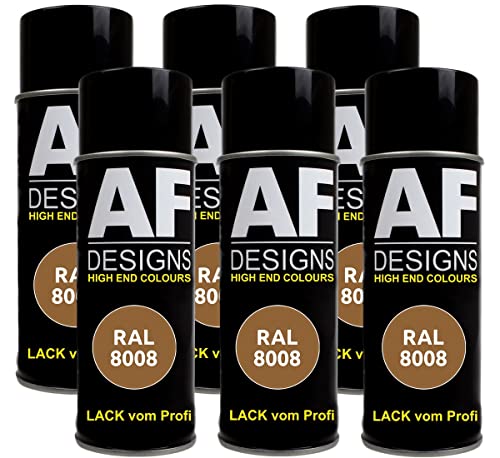 Alex Flittner Designs Lackspray RAL 8008 OLIVBRAUN glänzend 6x 400ml Spraydose Buntlack Autolack von Alex Flittner Designs